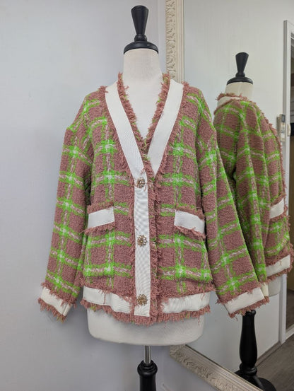 Essential Antwerp Folivia Check Cardigan Jacket. Size 6.
