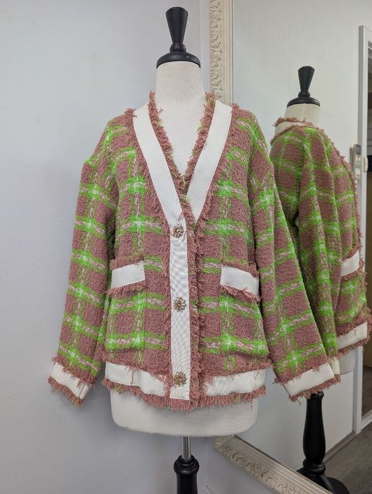 Essential Antwerp Folivia Check Cardigan Jacket. Size 6.