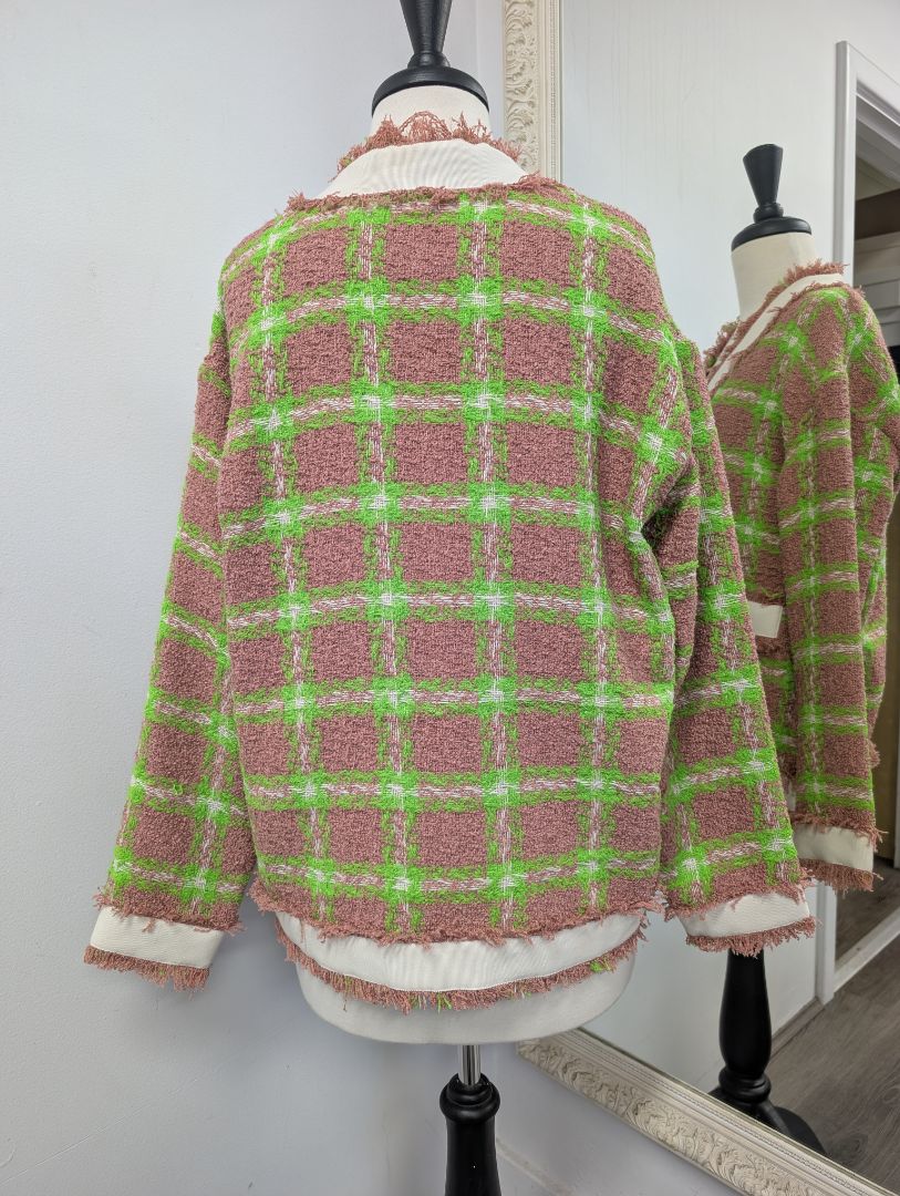 Essential Antwerp Folivia Check Cardigan Jacket. Size 6.