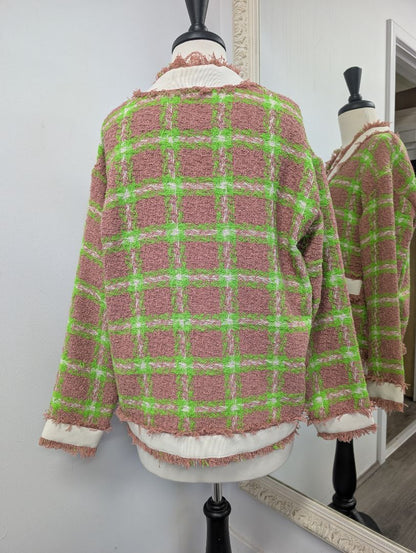 Essential Antwerp Folivia Check Cardigan Jacket. Size 6.