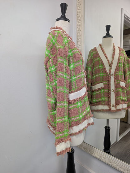 Essential Antwerp Folivia Check Cardigan Jacket. Size 6.
