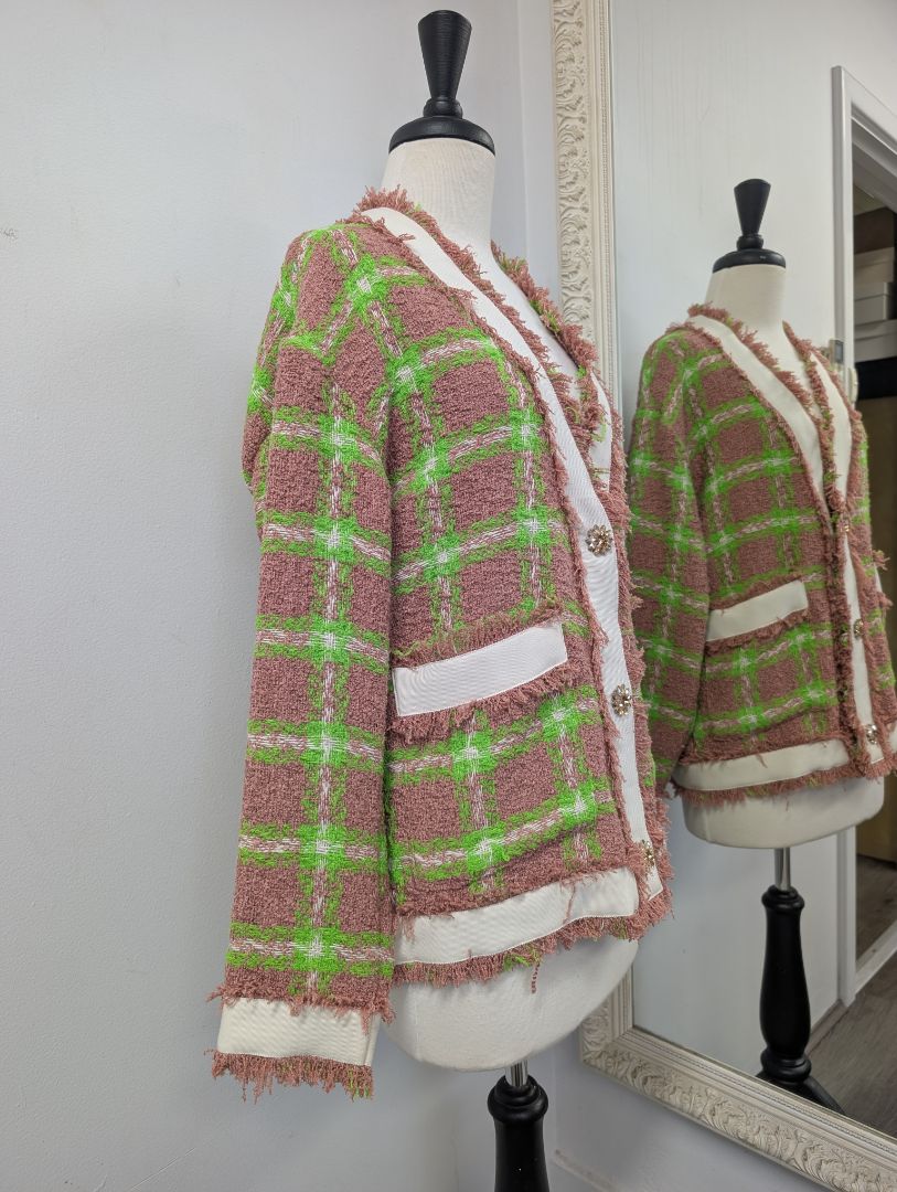 Essential Antwerp Folivia Check Cardigan Jacket. Size 6.