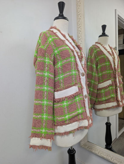Essential Antwerp Folivia Check Cardigan Jacket. Size 6.
