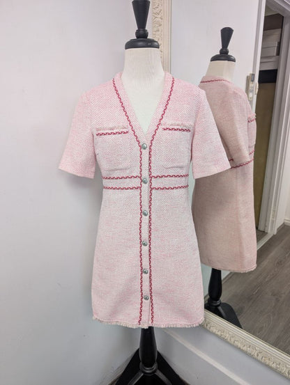 Maje Pink Tweed Dress. Size 8.