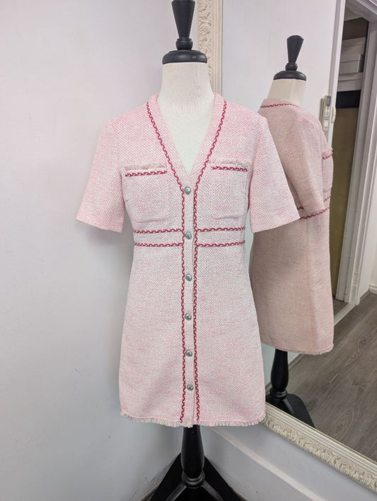 Maje Pink Tweed Dress. Size 8.