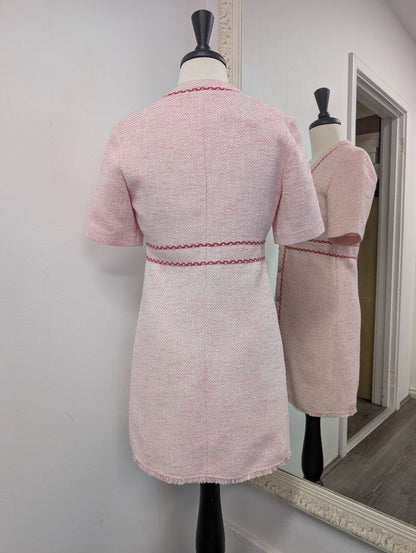 Maje Pink Tweed Dress. Size 8.