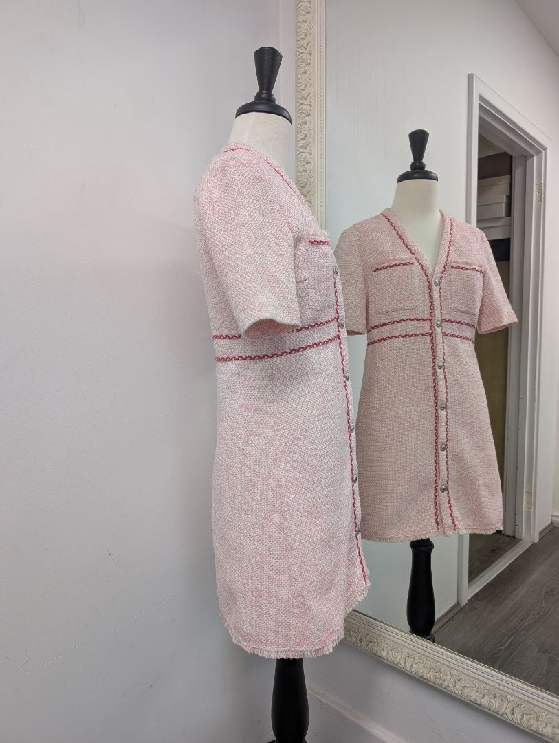 Maje Pink Tweed Dress. Size 8.