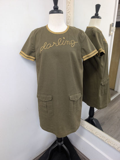 Yves Saint Laurent Khaki Darling Dress. Size 6.