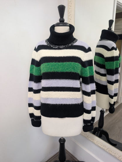 Elk Roll Neck Striped Jumper. Size 10.