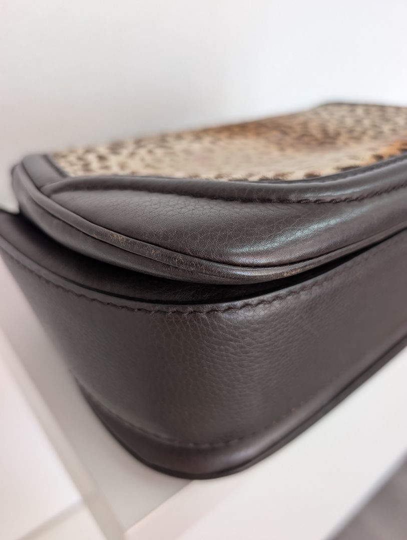 Gucci Leopard/Cheetah Calf Hair Bamboo Top Handle Bag