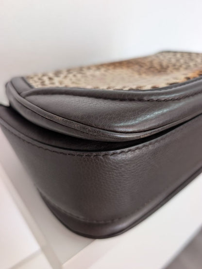 Gucci Leopard/Cheetah Calf Hair Bamboo Top Handle Bag
