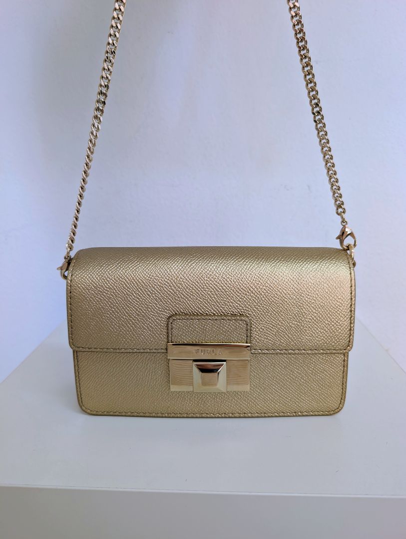 Furla Gold Venere Crossbody and Clutch Bag