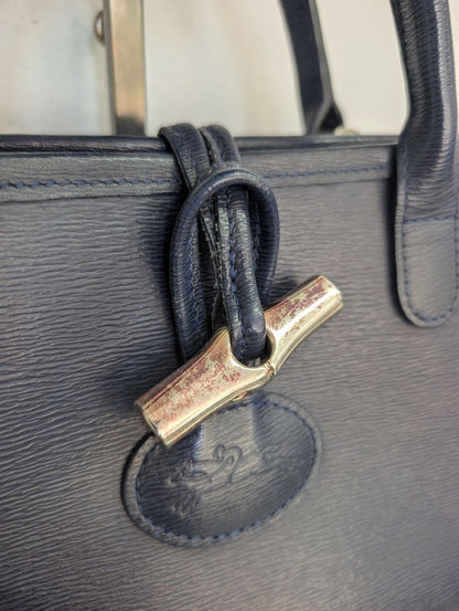 Longchamp Navy Roseau Leather Bag
