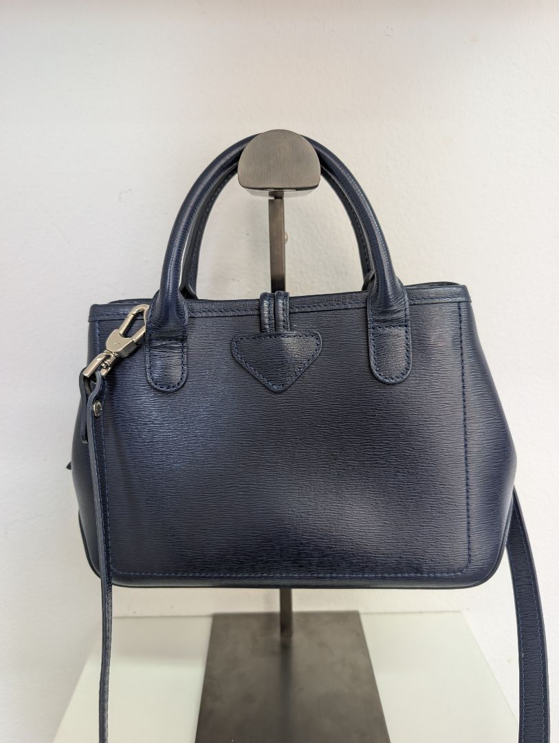 Longchamp Navy Roseau Leather Bag