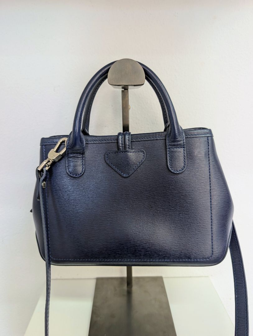 Longchamp Navy Roseau Leather Bag