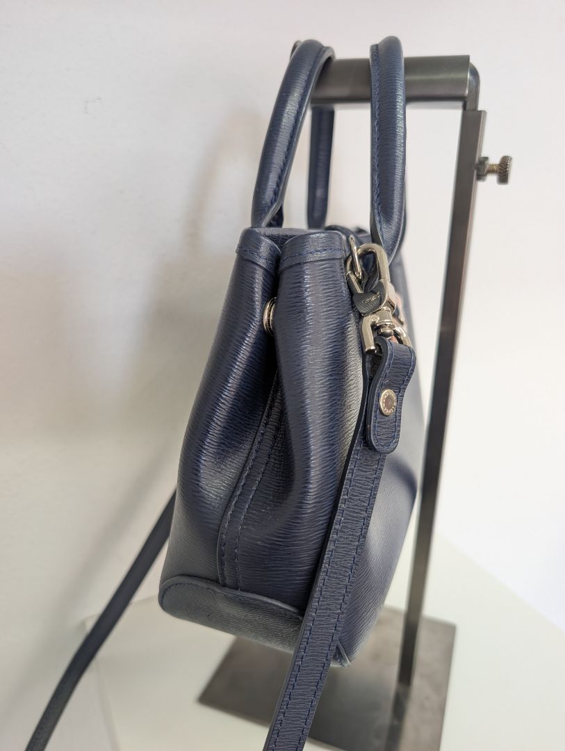 Longchamp Navy Roseau Leather Bag