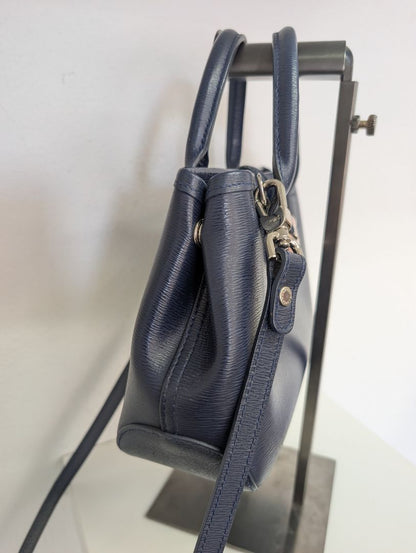 Longchamp Navy Roseau Leather Bag