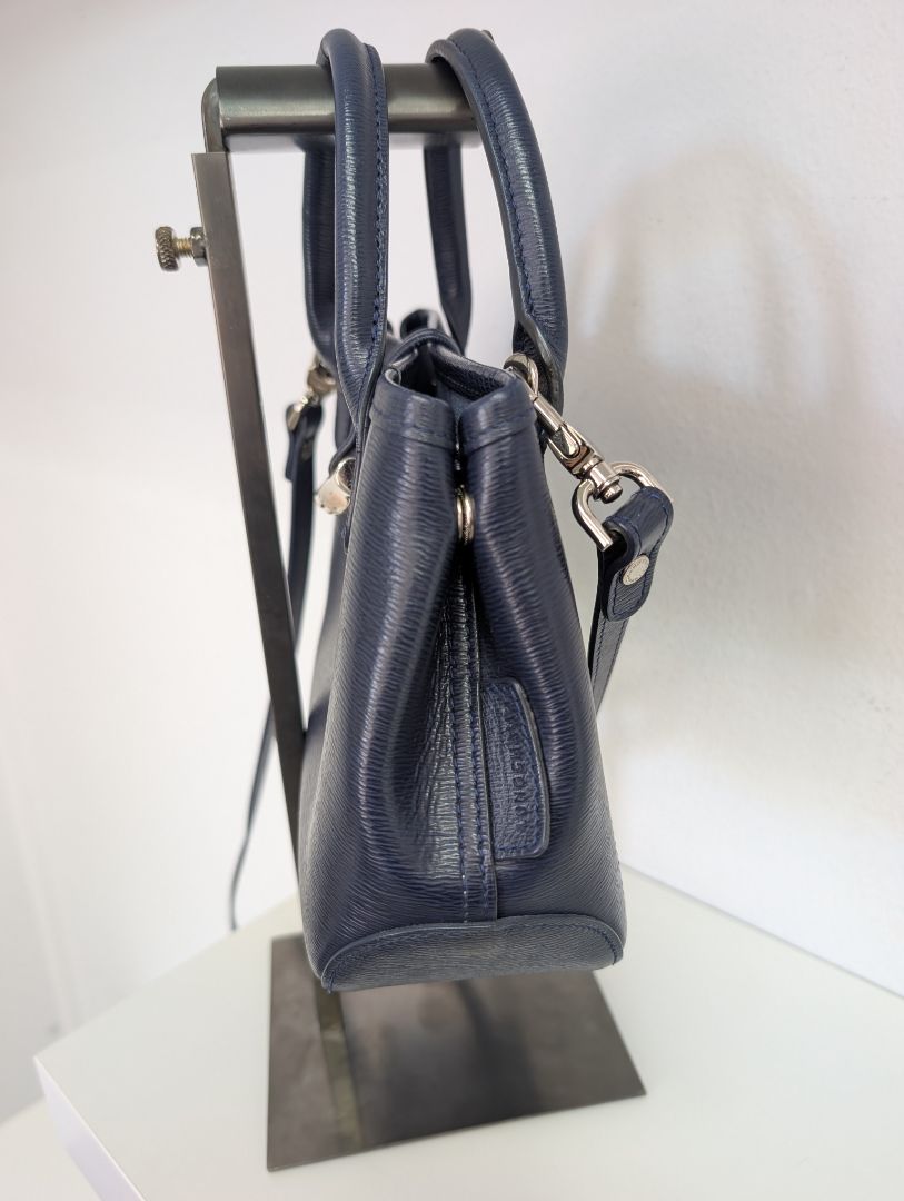 Longchamp Navy Roseau Leather Bag