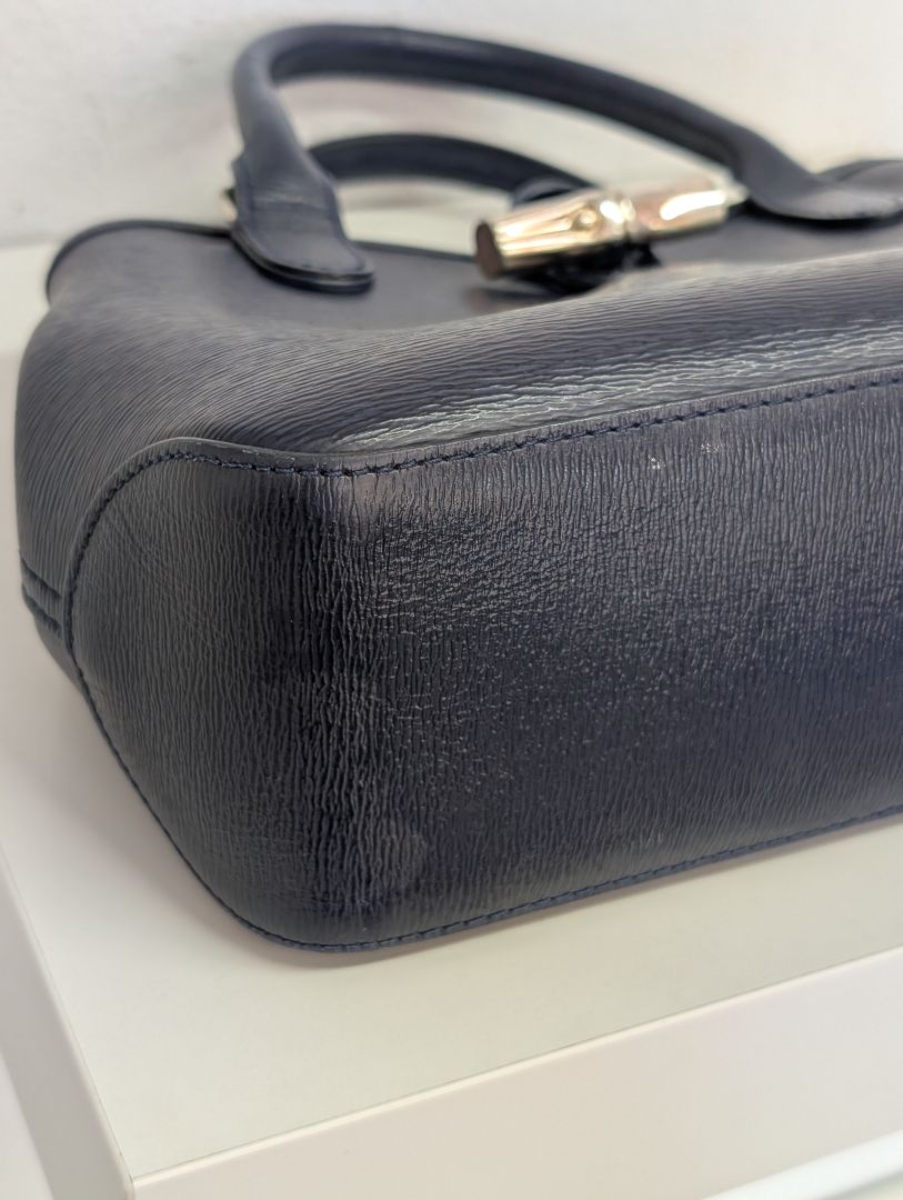 Longchamp Navy Roseau Leather Bag