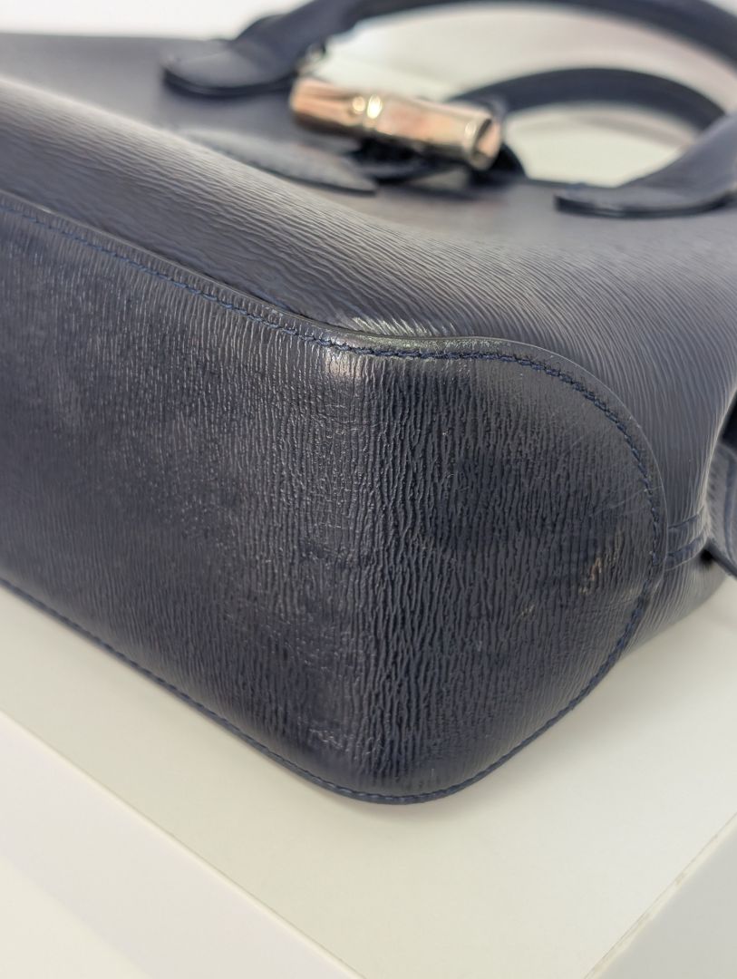Longchamp Navy Roseau Leather Bag