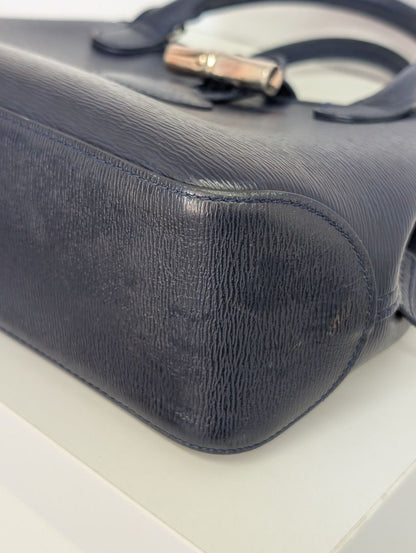 Longchamp Navy Roseau Leather Bag