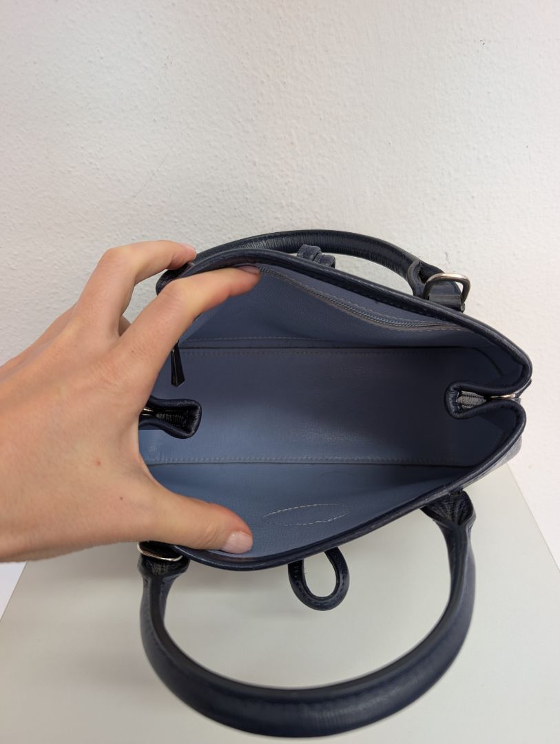 Longchamp Navy Roseau Leather Bag