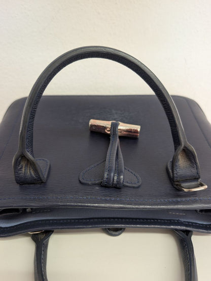 Longchamp Navy Roseau Leather Bag
