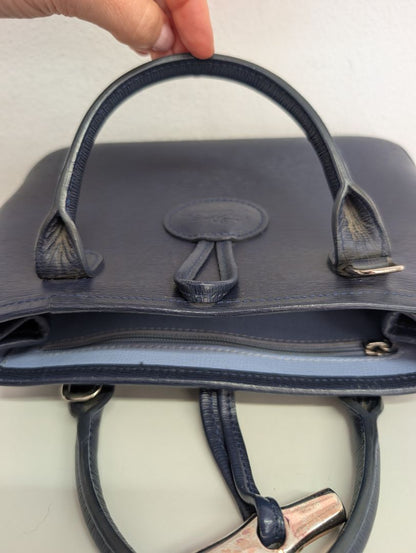 Longchamp Navy Roseau Leather Bag