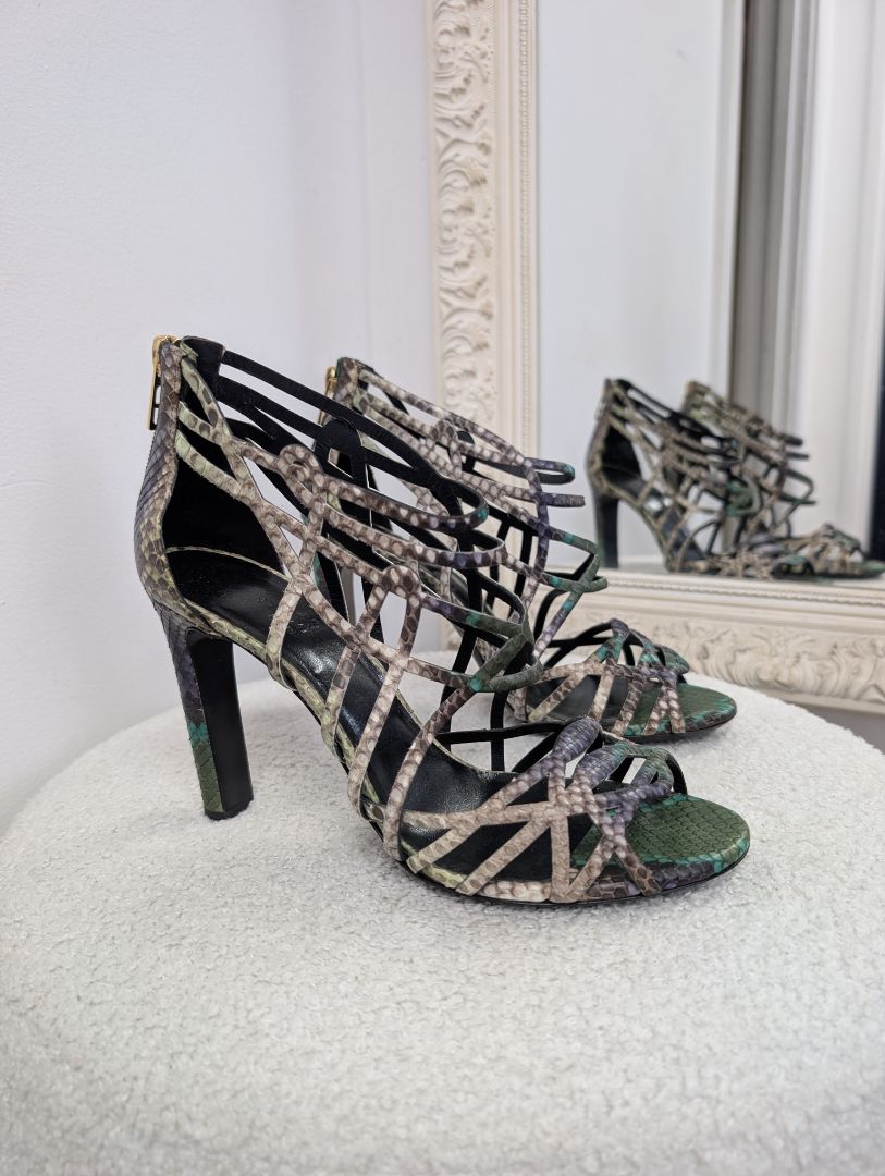 Hermes Cage Python Sandals. Size 39.