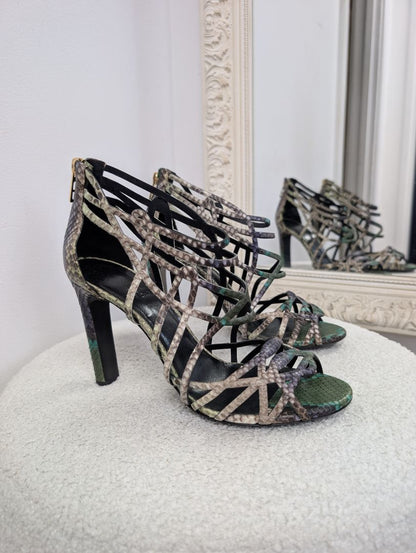 Hermes Cage Python Sandals. Size 39.
