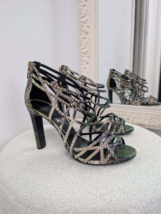 Hermes Cage Python Sandals. Size 39.