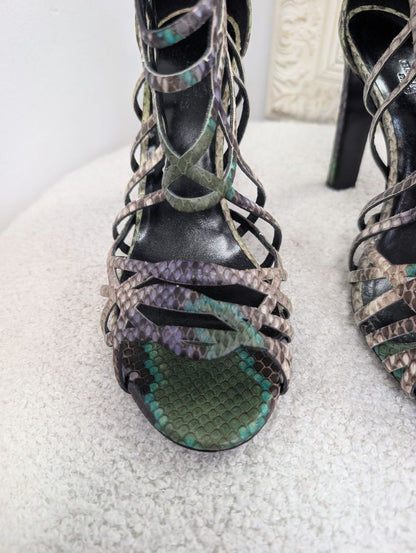 Hermes Cage Python Sandals. Size 39.