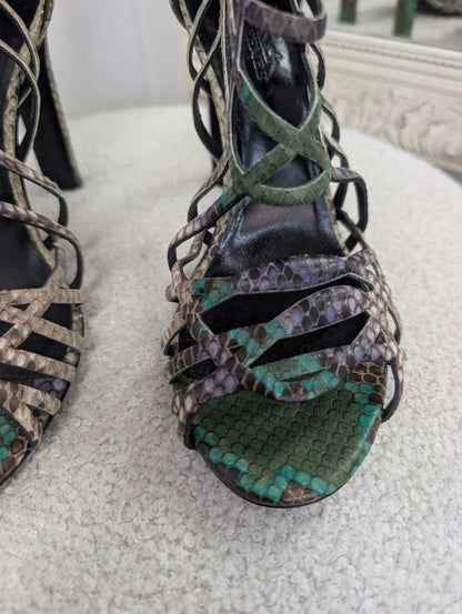 Hermes Cage Python Sandals. Size 39.