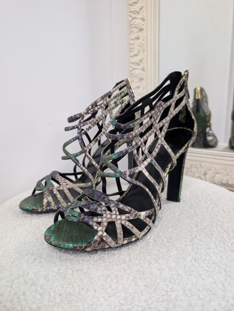 Hermes Cage Python Sandals. Size 39.
