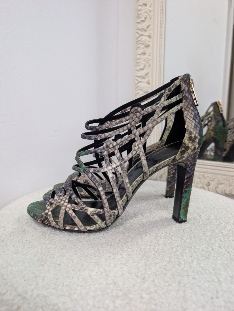 Hermes Cage Python Sandals. Size 39.