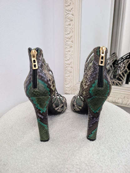 Hermes Cage Python Sandals. Size 39.