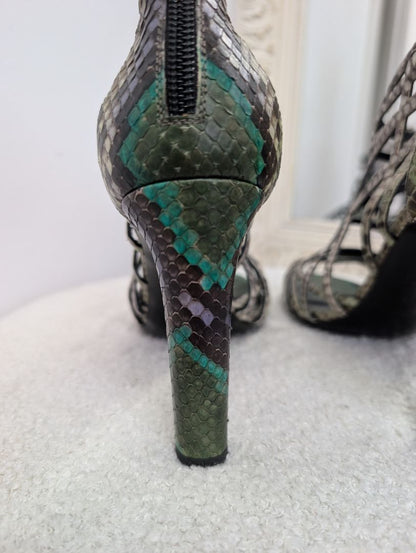 Hermes Cage Python Sandals. Size 39.