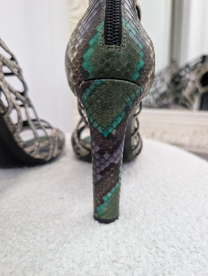 Hermes Cage Python Sandals. Size 39.