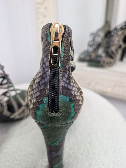 Hermes Cage Python Sandals. Size 39.