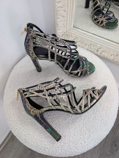 Hermes Cage Python Sandals. Size 39.