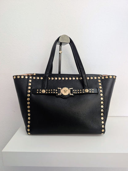 Versace Linea Signature Studded Shopper Tote Bag