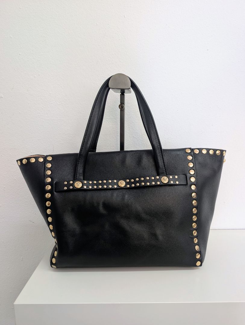 Versace Linea Signature Studded Shopper Tote Bag