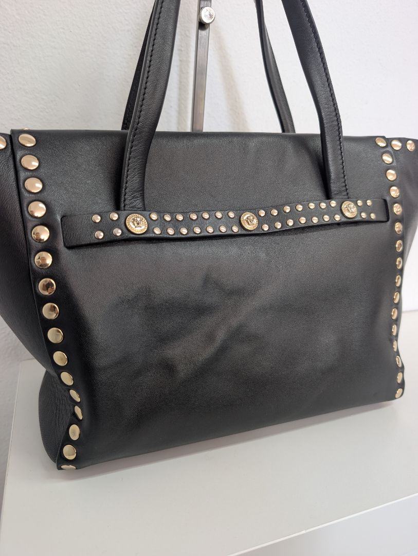 Versace Linea Signature Studded Shopper Tote Bag