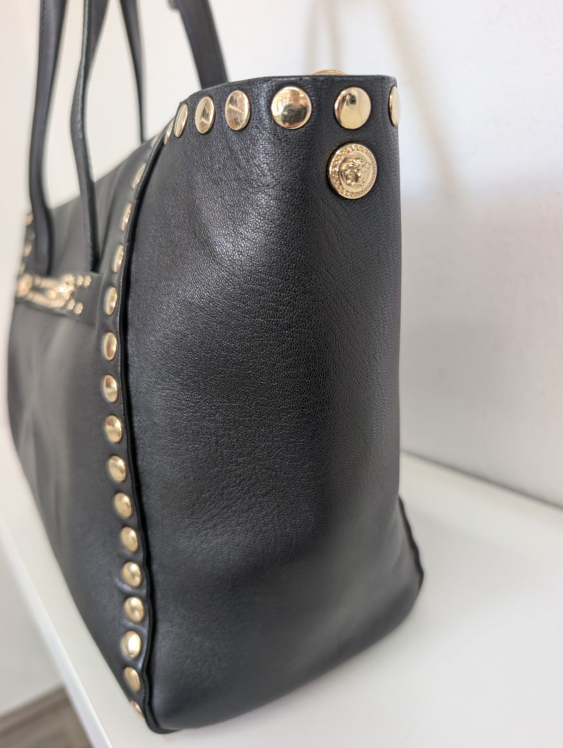 Versace Linea Signature Studded Shopper Tote Bag