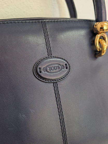 Tods Navy Seller Bowler Bag