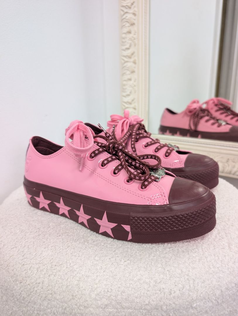 Converse x Miley Cyrus Pink Patent Sneakers. Size 38.
