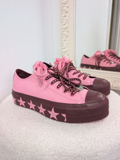Converse x Miley Cyrus Pink Patent Sneakers. Size 38.