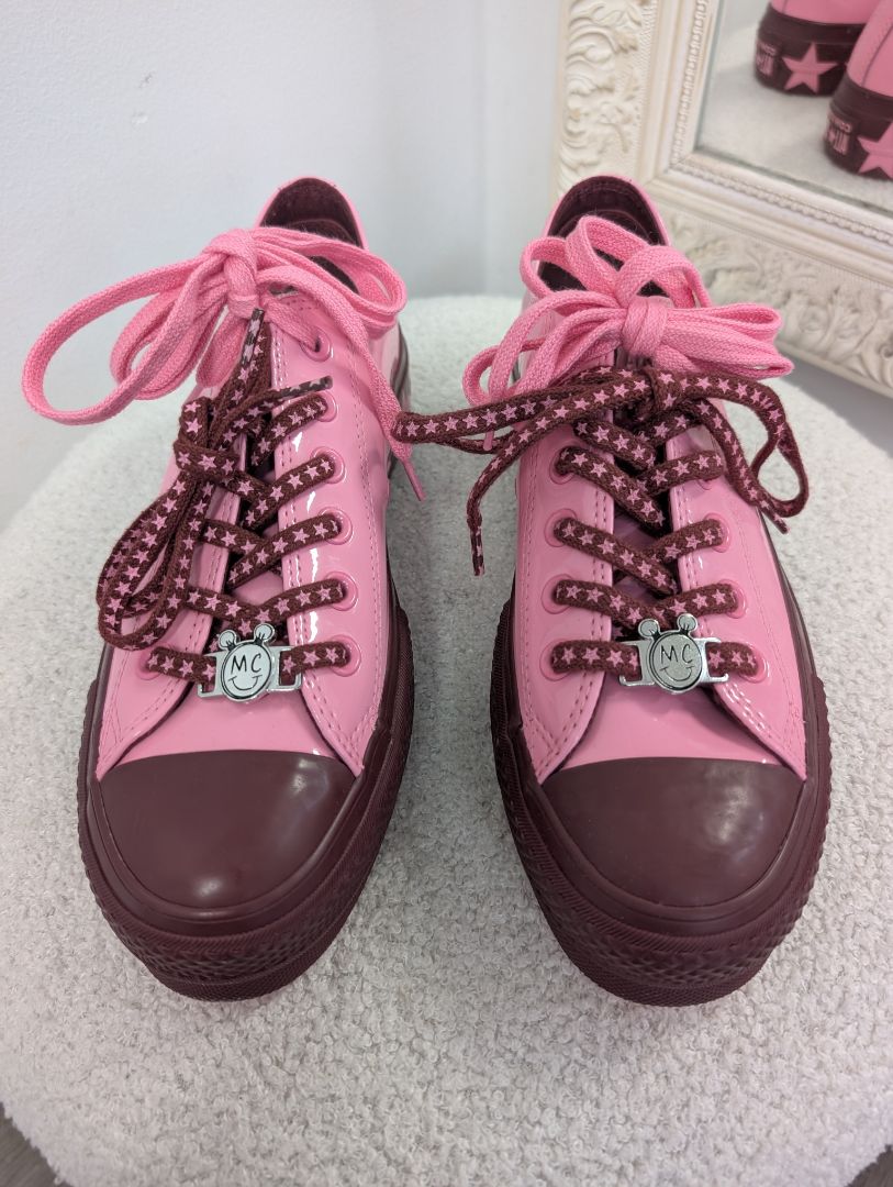 Converse x Miley Cyrus Pink Patent Sneakers. Size 38.