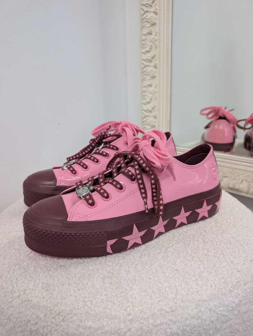 Converse x Miley Cyrus Pink Patent Sneakers. Size 38.