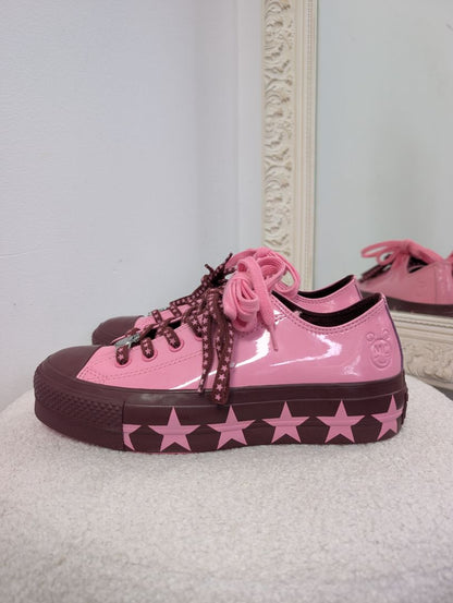 Converse x Miley Cyrus Pink Patent Sneakers. Size 38.